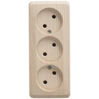 Розетка 3-м ОП Этюд 16А IP20 250В без заземл. без защ. шторок сосна SE PA16-009D - УПС инжиниринг