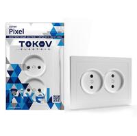 Розетка 2-м СП Pixel 16А IP20 без заземл. в сборе бел. TOKOV ELECTRIC TKE-PX-R2F-C01 - УПС инжиниринг