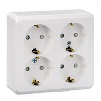 Розетка 4-м ОП Этюд 16А 250В с заземл. защ. шторки бел. SE PA16-208B - УПС инжиниринг