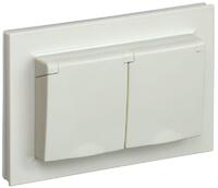 Розетка 2-м СП BRITE РСбш12-3-44-БрКр 16А в сборе IP44 с крышкой беж. IEK BR-R26-16-44-K10-F - УПС инжиниринг