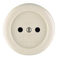 Розетка 1-м ОП 16А IP20 круглая без заземл. керамика беж. Makel 16012 - УПС инжиниринг