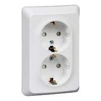 Розетка 2-м СП Этюд 16А IP20 250В с заземл. защ. шторки бел. SE PC16-108B - УПС инжиниринг