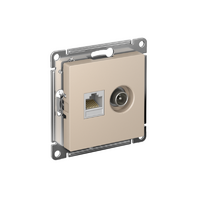 Розетка компьютерная + телевизионная 2-м СП AtlasDesign RJ45 кат.5E + TV механизм песочн. SE ATN001289 - УПС инжиниринг