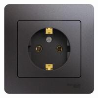 Розетка 1-м СП Glossa 16А IP20 250В с заземл. в сборе графит SE GSL001342 - УПС инжиниринг