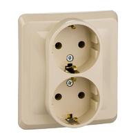 Розетка 2-м СП Этюд 16А IP20 250В с заземл. без защ. шторок крем. SE PC16-007K - УПС инжиниринг
