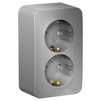 Розетка 2-м ОП Blanca 16А IP20 250В с заземл. защ. шторки с изолир. пластиной алюм. SE BLNRA011213 - УПС инжиниринг