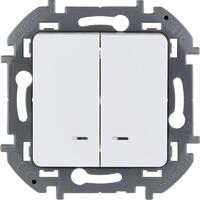 Выключатель 2-кл. Inspiria 10А IP20 250В 10AX с подсветкой/индикацией механизм бел. Leg 673630 - УПС инжиниринг