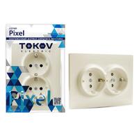Розетка 2-м СП Pixel 16А IP20 с заземл. защ. шторки в сборе беж. TOKOV ELECTRIC TKE-PX-R2FZSF-C02 - УПС инжиниринг