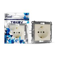 Розетка 1-м СП Pixel 16А IP20 с заземл. защ. шторки механизм беж. TOKOV ELECTRIC TKE-PX-R1ZSF-C02 - УПС инжиниринг