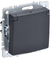 Розетка BRITE РСбш10-3-БрГ 16А IP20 с заземл. защ. шторки с крышкой механизм графит IEK BR-R16-16-K53 - УПС инжиниринг