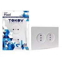 Розетка 2-м СП Pixel 16А IP20 без заземл. в сборе перламутр. TOKOV ELECTRIC TKE-PX-R2F-C04 - УПС инжиниринг