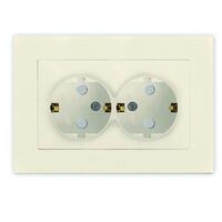 Розетка 2-м СП Афина 16А IP20 с заземл. защ. шторки в сборе сл. кость (ivory) Universal A0050-I - УПС инжиниринг