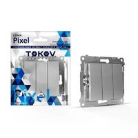 Выключатель 3-кл. СП Pixel 10А IP20 механизм алюм. TOKOV ELECTRIC TKE-PX-V3-C03 - УПС инжиниринг