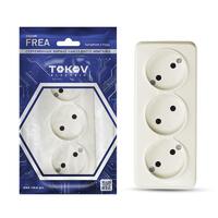 Розетка 3-м ОП Frea 16А IP20 250В без заземл. АБС-пластик беж. TOKOV ELECTRIC TKE-FR-R3-C02 - УПС инжиниринг