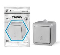 Кнопка звонка ОП Dita IP54 10А 250В сер. TOKOV ELECTRIC TKL-DT-DB-C06-IP54 - УПС инжиниринг