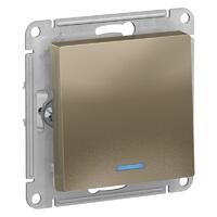 Выключатель 1-кл. СП AtlasDesign 10А IP20 (сх. 1а) 10AX с подсветкой механизм шампань SE ATN000513 - УПС инжиниринг