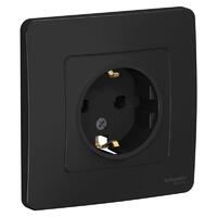 Розетка 1-м СП Blanca 16А IP20 250В с заземл. без защ. шторок антрацит SE BLNRS001016 - УПС инжиниринг