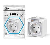 Розетка 1-м ОП Dita 16А IP54 250В с заземл. с прозр. крышкой бел. TOKOV ELECTRIC TKL-DT-R1Z-C01T-IP54 - УПС инжиниринг