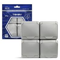 Розетка 4-м ОП Nix 16А IP54 250В с заземл. с крышкой сер. TOKOV ELECTRIC TKE-NX-R4Z-C06-IP54 - УПС инжиниринг