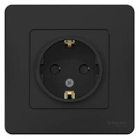 Розетка 1-м СП Blanca 16А IP20 250В с заземл. защ. шторки антрацит SE BLNRS001116 - УПС инжиниринг