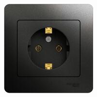 Розетка 1-м СП 1мод. Glossa 16А IP20 с заземл. в сборе антрацит SE GSL000742 - УПС инжиниринг