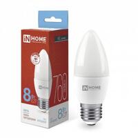 Лампа светодиодная LED-СВЕЧА-VC 8Вт свеча 6500К холод. бел. E27 760лм 230В IN HOME 4690612024820 - УПС инжиниринг