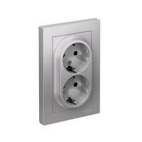 Розетка 2-м СП AtlasDesign 16А IP20 с заземл. защ. шторки в сборе алюм. SE ATN000326 - УПС инжиниринг