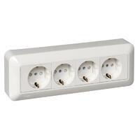 Розетка 4-м ОП Blanca / Прима 16А IP20 250В с заземл. защ. шторки с монтажн. пластиной (опт. упак.) бел. SE RA16-411M-B - УПС инжиниринг