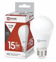 Лампа светодиодная низковольтная LED-MO-PRO 15Вт грушевидная 4000К нейтр. бел. E27 1200лм 12-48В IN HOME 4690612036182 - УПС инжиниринг