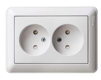 Розетка 2-м СП W59 16А IP20 без заземл. защ. шторки бел. SE RS16-254-18 - УПС инжиниринг