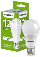 Лампа светодиодная A60 12Вт грушевидная 4000К E27 230В GENERICA LL-A60-12-230-40-E27-G - УПС инжиниринг