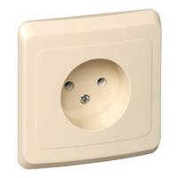 Розетка 1-м СП Этюд 16А IP20 250В без заземл. без защ. шторок крем. SE PC16-001K - УПС инжиниринг
