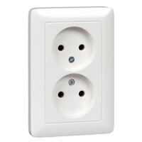 Розетка 2-м СП Хит 16А IP21 250В без заземл. без защ. шторок бел. SE RS16-235-B - УПС инжиниринг