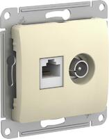 Розетка компьютерная + телевизионная 2-м Glossa RJ45 кат.5E + TV механизм беж. SE GSL000289 - УПС инжиниринг