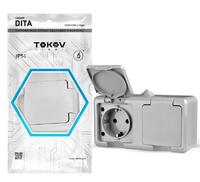 Розетка 2-м ОП Dita 16А IP54 250В с заземл. с крышкой сер. TOKOV ELECTRIC TKL-DT-R2Z-C06-IP54 - УПС инжиниринг