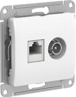Розетка компьютерная + телевизионная 2-м Glossa RJ45 кат.5E + TV механизм бел. SE GSL000189 - УПС инжиниринг