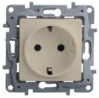Розетка 1-м СП Etika 16А IP31 250В 2P+E с заземл. защ. шторки немецк. стандарт винтов. клеммы механизм сл. кость Leg 672322 - УПС инжиниринг