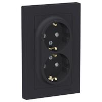 Розетка 2-м СП AtlasDesign 16А IP20 с заземл. защ. шторки в сборе карбон SE ATN001026 - УПС инжиниринг