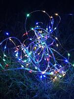 Гирлянда светодиодная "Разноцветные нити" 100LED 7м (4м+3м) мультиколор на солнечной батарее аккумулятор AA NI-MH 600мАч IP44 КОСМОС KOC_SOL196 - УПС инжиниринг