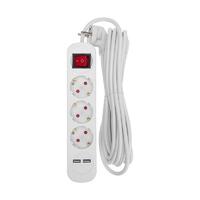 Удлинитель 3х5м с заземл. STANDARD 2хUSB 3х1кв.мм с выкл. бел. Rexant 13-4017 - УПС инжиниринг