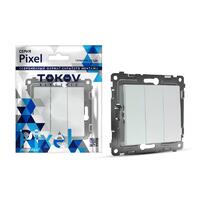 Выключатель 3-кл. СП Pixel 10А IP20 механизм перламутр. TOKOV ELECTRIC TKE-PX-V3-C04 - УПС инжиниринг