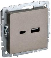 Розетка BRITE USB A+C 18Вт РЮ11-1-БрШ механизм шампань IEK BR-U22-018-K37 - УПС инжиниринг