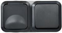 Блок ОП розетка + выключ. горизонт. TORS 16А IP55 TS142 графит IEK TS-G10-6-55-V-K53 - УПС инжиниринг