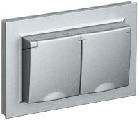 Розетка 2-м СП BRITE РСбш12-3-44-БрА 16А в сборе IP44 с крышкой алюм. IEK BR-R26-16-44-K47-F - УПС инжиниринг