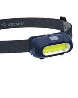 Фонарь аккумуляторный налобный 3Вт COB LED съемный Li-ion 18650 800мА.ч корпус ABS-пластик USB-шнур type C регулируемый эласт. ремешок КОСМОС KOC514Lit - УПС инжиниринг