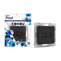 Розетка компьютерная 2-м СП Pixel RJ45 кат.5E механизм карбон TOKOV ELECTRIC TKE-PX-RC2-C14 - УПС инжиниринг