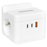 Удлинитель "Куб" 2х1.3м USB + 2Type C с быстрой зарядкой подставкой под телефон и ночником 1кв.мм EKF UBA-CUB-2-FC - УПС инжиниринг