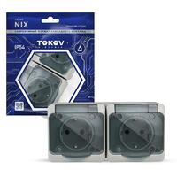 Розетка 2-м ОП Nix 16А IP54 250В с заземл. с прозр. крышкой сер. TOKOV ELECTRIC TKE-NX-R2Z-C06T-IP54 - УПС инжиниринг