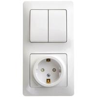 Блок комбинированный Glossa (розетка защ. шторки с заземл.+ 2-кл. выкл.) бел. SE GSL000174 - УПС инжиниринг