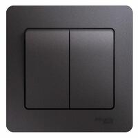 Выключатель 2-кл. СП Glossa 10А IP20 (сх. 5) 10AX в сборе графит SE GSL001352 - УПС инжиниринг